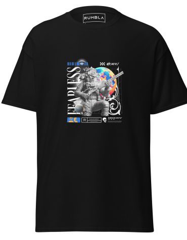 Unisex Futuristic Spacesuit Collage T-Shirt – Surrealist Pop Art Design with Abstract Planets, Military Gear, and Vibrant Geometric Elements