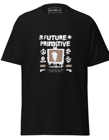 Future Primitive Vintage-Inspired Graphic T-Shirt – Distressed Brown TV Design with Floral Elements & Retro Grunge Aesthetic