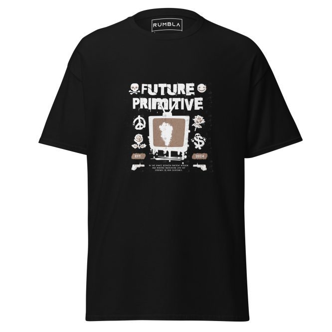 Future Primitive Vintage-Inspired Graphic T-Shirt – Distressed Brown TV Design with Floral Elements & Retro Grunge Aesthetic